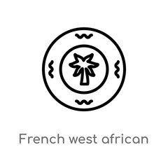 outline french west african franc vector icon. isolated black simple line element illustration from africa concept. editable vector stroke french west african franc icon on white background