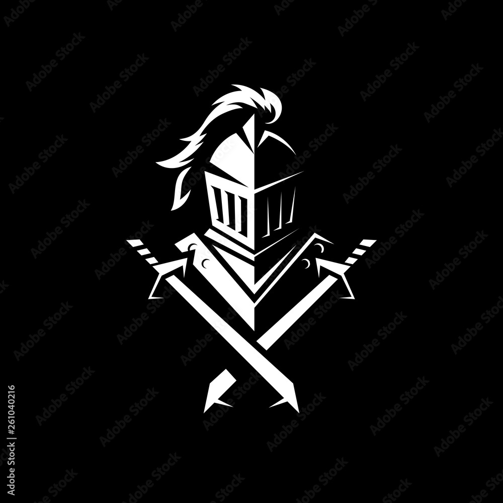 Wall mural knight logo design vector illustration template