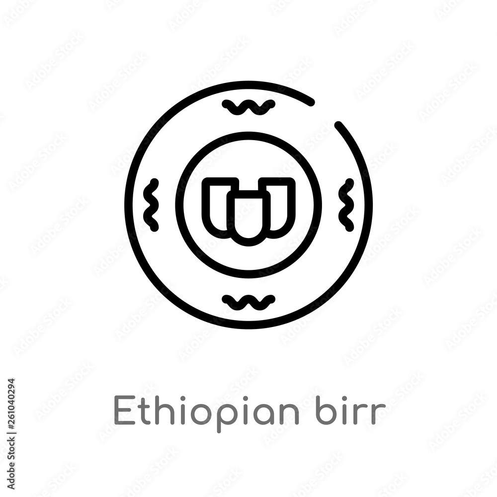 Poster outline ethiopian birr vector icon. isolated black simple line element illustration from africa conc