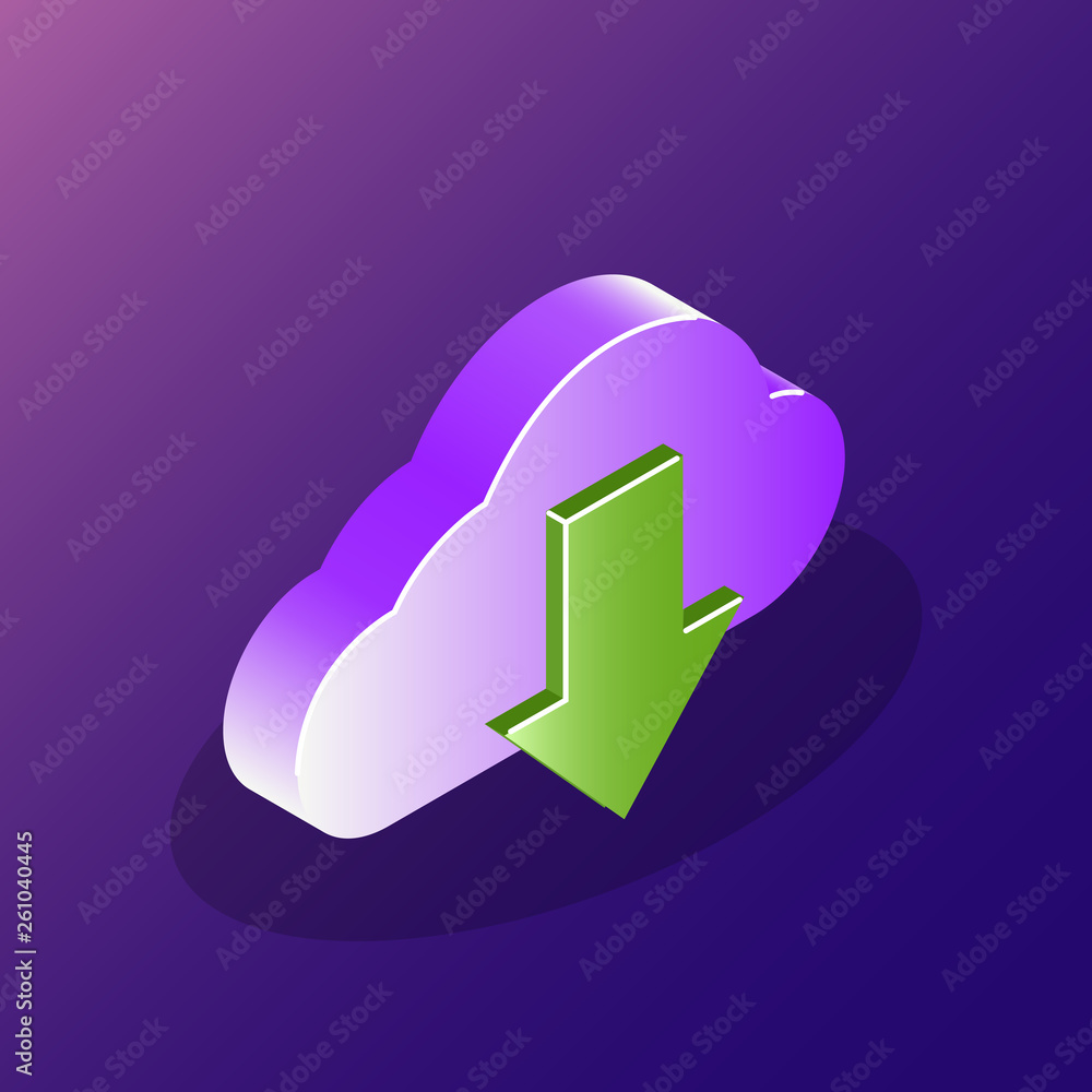 Poster cloud download concept icon. reliable data storage in the cloud service. 3d icon for your website or