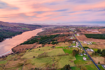 Fototapeta premium Aerial view of the so called German Road - the road between Doochary and Lettermacaward - in County Donegal - Ireland