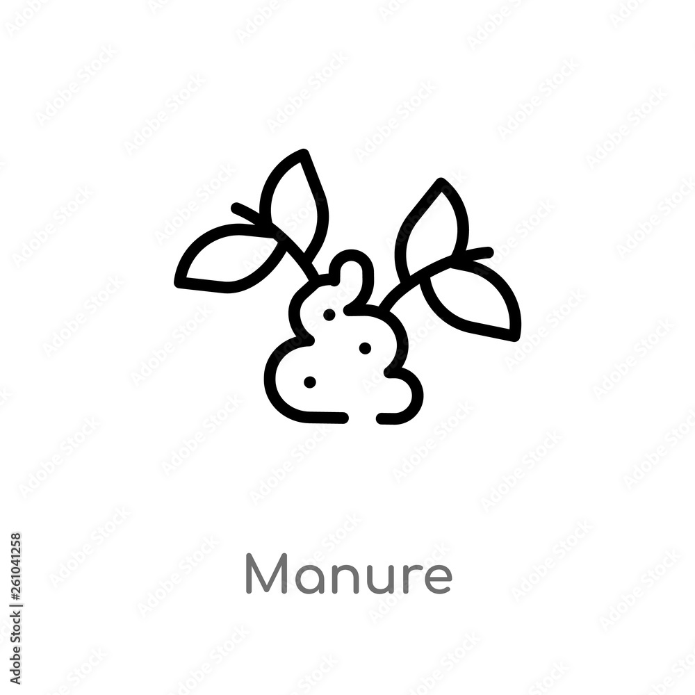Poster outline manure vector icon. isolated black simple line element illustration from agriculture farming
