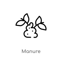 outline manure vector icon. isolated black simple line element illustration from agriculture farming concept. editable vector stroke manure icon on white background
