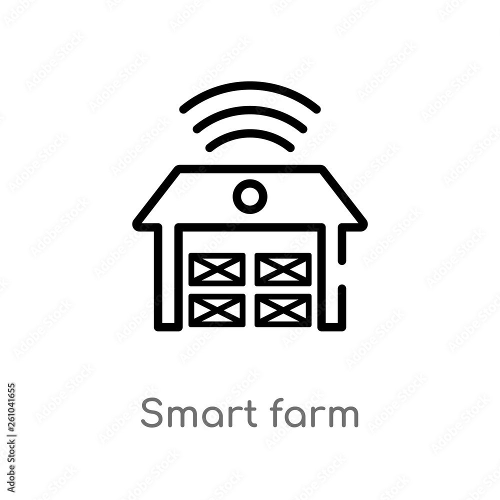 Poster outline smart farm vector icon. isolated black simple line element illustration from agriculture far