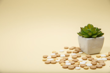 A photo of different medical tablets and pills