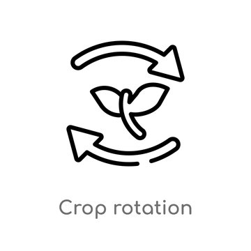 outline crop rotation vector icon. isolated black simple line element illustration from agriculture farming concept. editable vector stroke crop rotation icon on white background