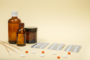 A photo of different medical tablets and pills