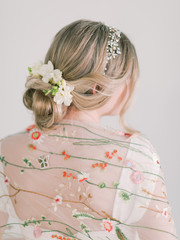 Girl with floral fabric