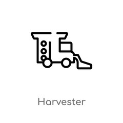 outline harvester vector icon. isolated black simple line element illustration from agriculture concept. editable vector stroke harvester icon on white background