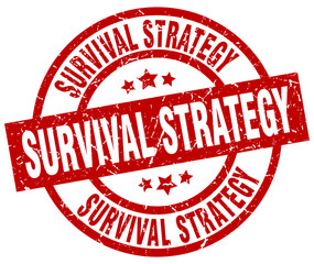 survival strategy round red grunge stamp