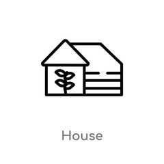 outline house vector icon. isolated black simple line element illustration from farming and gardening concept. editable vector stroke house icon on white background