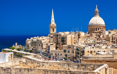 Skyline of capital city of Malta - La Valletta