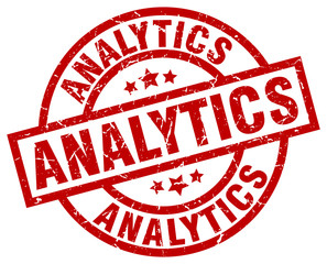 analytics round red grunge stamp