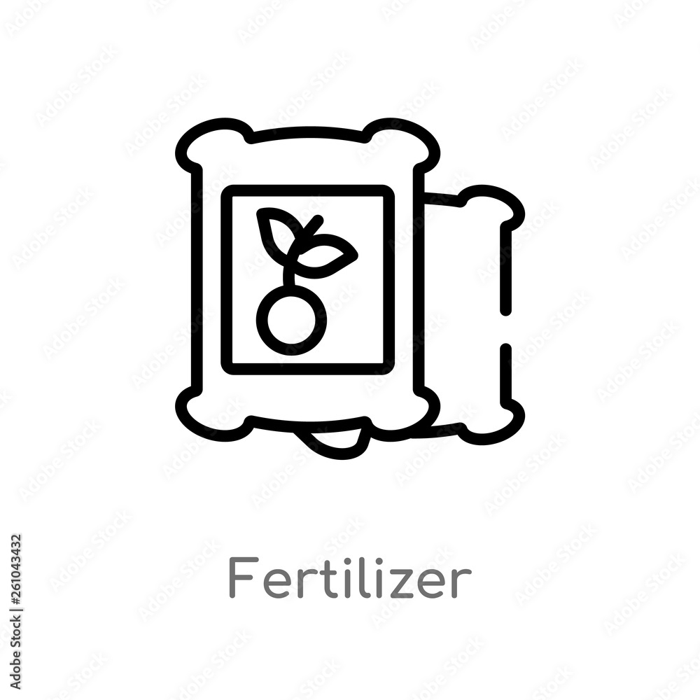 Poster outline fertilizer vector icon. isolated black simple line element illustration from farming concept