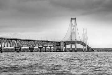 Scenic Mackinac Bridge shot from Old Mackinac Point during the fall