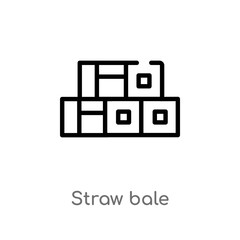 outline straw bale vector icon. isolated black simple line element illustration from farming concept. editable vector stroke straw bale icon on white background