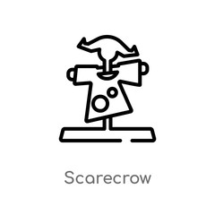 outline scarecrow vector icon. isolated black simple line element illustration from farming concept. editable vector stroke scarecrow icon on white background
