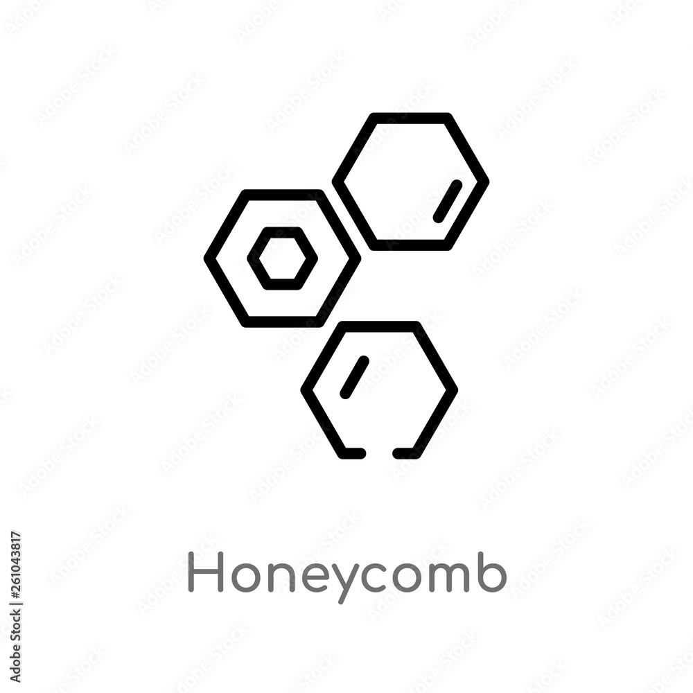 Poster outline honeycomb vector icon. isolated black simple line element illustration from farming concept.