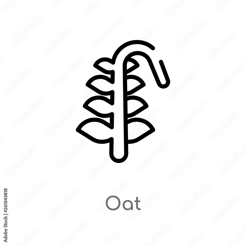 Poster outline oat vector icon. isolated black simple line element illustration from farming concept. edita