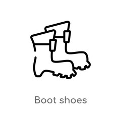 outline boot shoes vector icon. isolated black simple line element illustration from farming concept. editable vector stroke boot shoes icon on white background