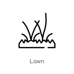 outline lawn vector icon. isolated black simple line element illustration from gardening concept. editable vector stroke lawn icon on white background