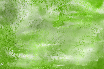 Green watercolor and ink paper textures on white background. Chaotic stylish abstract organic design.