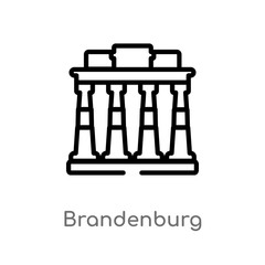 outline brandenburg vector icon. isolated black simple line element illustration from architecture and travel concept. editable vector stroke brandenburg icon on white background