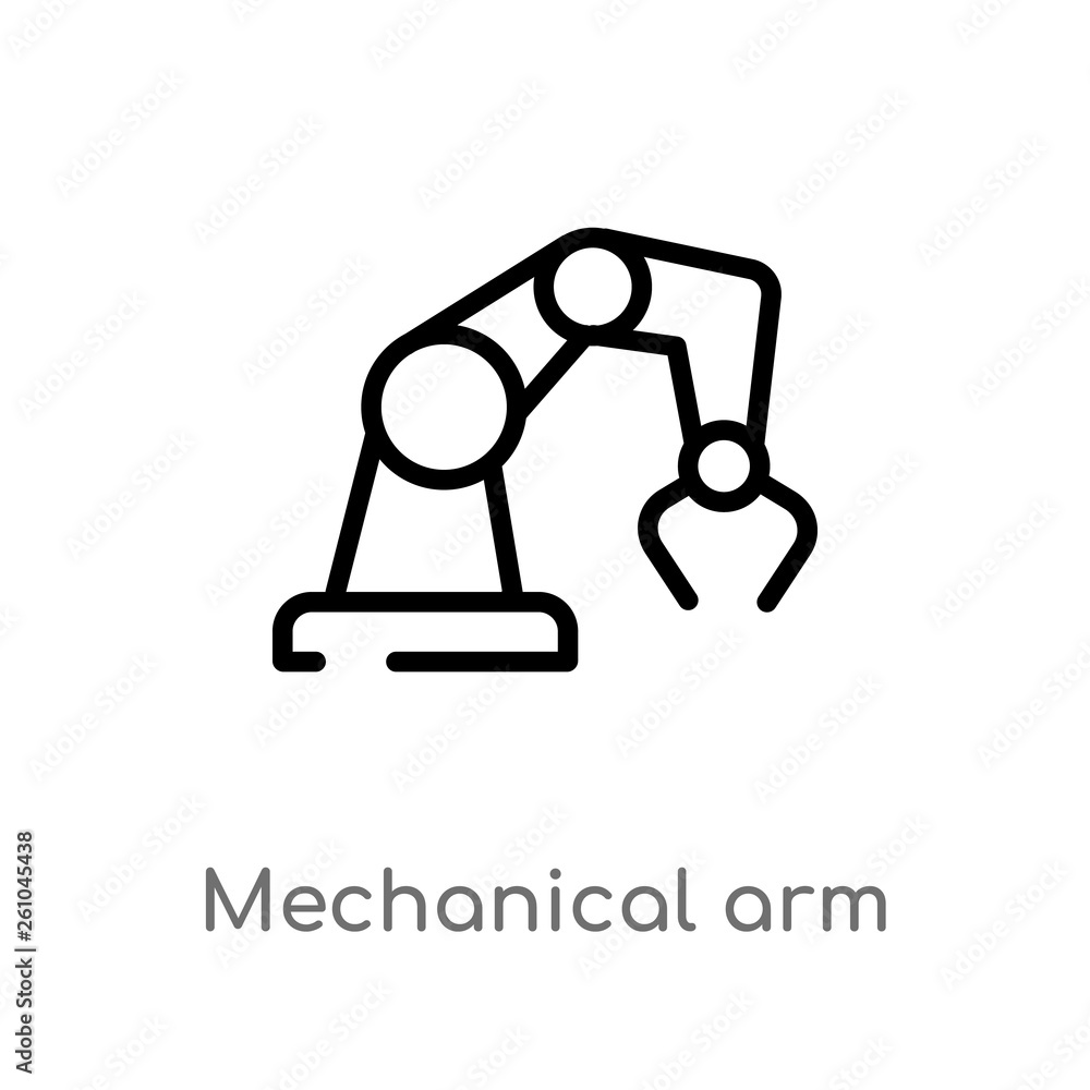 Poster outline mechanical arm vector icon. isolated black simple line element illustration from artificial 