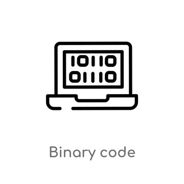 outline binary code vector icon. isolated black simple line element illustration from artificial intelligence concept. editable vector stroke binary code icon on white background