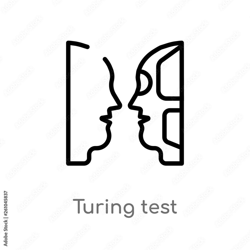Poster outline turing test vector icon. isolated black simple line element illustration from artificial int