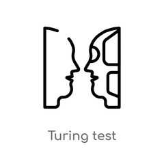 outline turing test vector icon. isolated black simple line element illustration from artificial intelligence concept. editable vector stroke turing test icon on white background