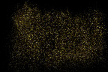 Fototapeta na wymiar Gold Glitter Texture Isolated On Black. Amber Particles Color. Celebratory Background. Golden Explosion Of Confetti. Design Element. Digitally Generated Image. Vector Illustration, Eps 10.