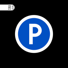 Round sign white thin line. Parking sign, icon  - vector illustration
