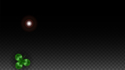 Vector Clover Leaf  Isolated on Transparent Background with Space for Text. St. Patrick's Day Illustration. Ireland's Lucky Shamrock Poster. Invintation for Concert in Pub. Top View. Success Symbols.