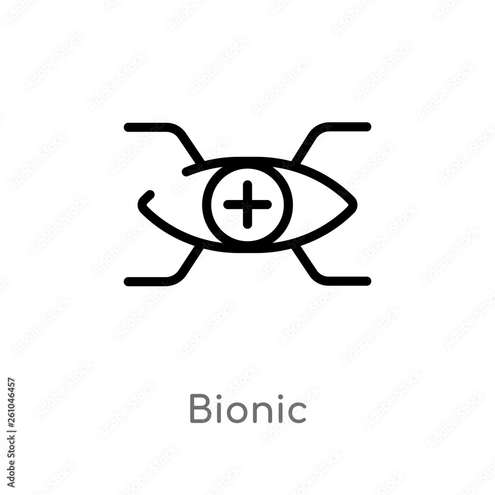 Poster outline bionic vector icon. isolated black simple line element illustration from augmented reality c