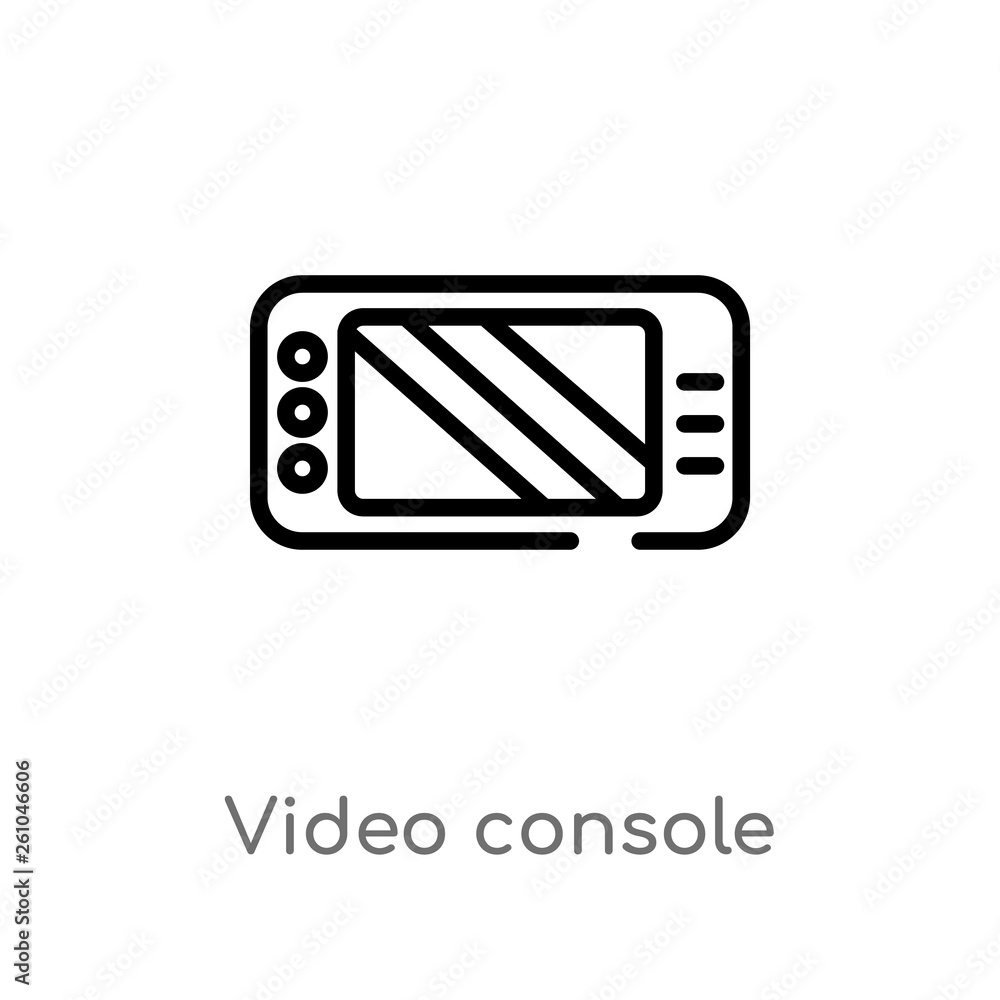 Poster outline video console vector icon. isolated black simple line element illustration from augmented re