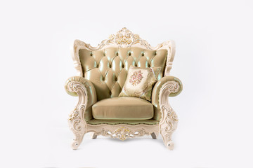 Luxurious vintage armchair on white background