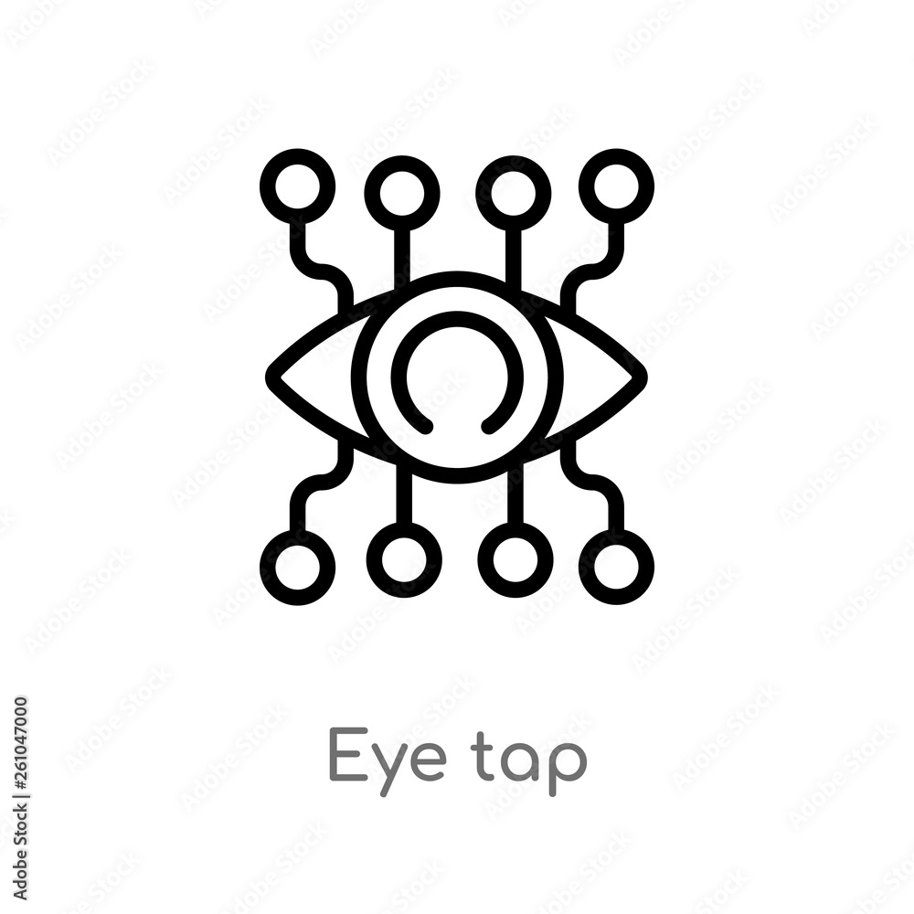 Poster outline eye tap vector icon. isolated black simple line element illustration from augmented reality 