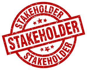 stakeholder round red grunge stamp