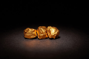 Closeup of big gold nuggets