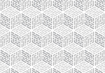 Abstract geometric pattern with stripes, lines. Seamless vector background. White and grey ornament. Simple lattice graphic design.