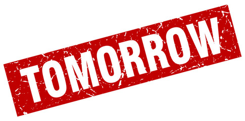square grunge red tomorrow stamp
