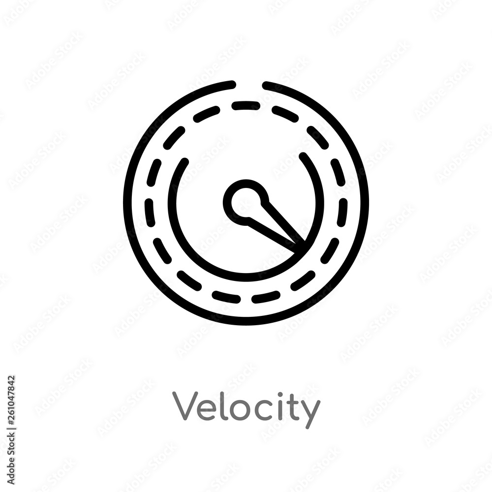 Poster outline velocity vector icon. isolated black simple line element illustration from big data concept.