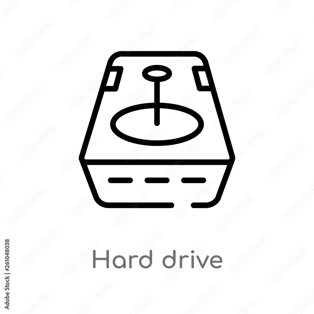 Poster outline hard drive vector icon. isolated black simple line element illustration from big data concep