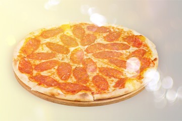 Fresh italian classic original pepperoni pizza isolated on white background