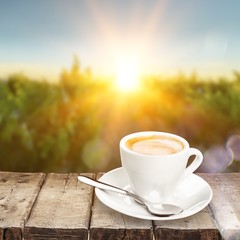 Black coffee in white cup isolated on  background