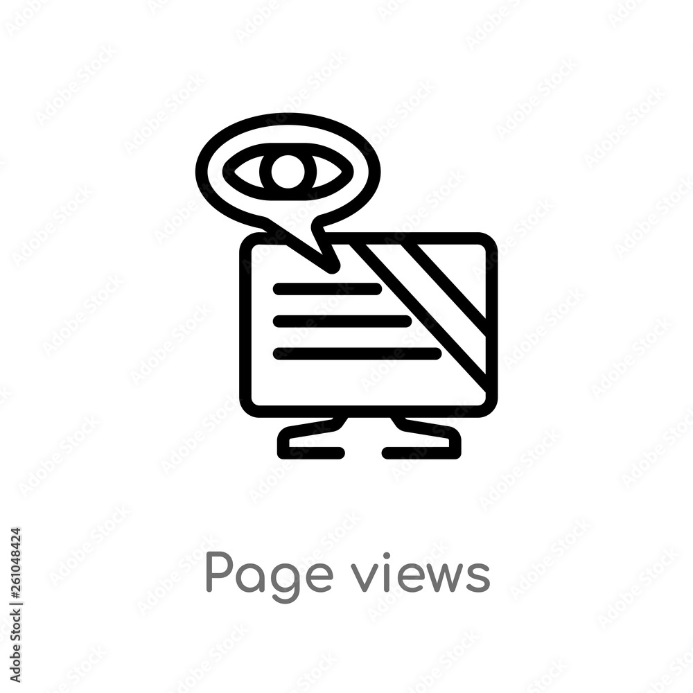 Poster outline page views vector icon. isolated black simple line element illustration from big data concep
