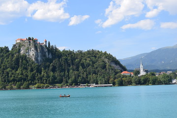Slovenia bled lake and castle in the mountain