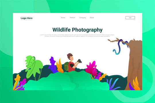 Web Page Header Wildlife Photography illustration concept landing page suitable for website creative agency and digital marketing