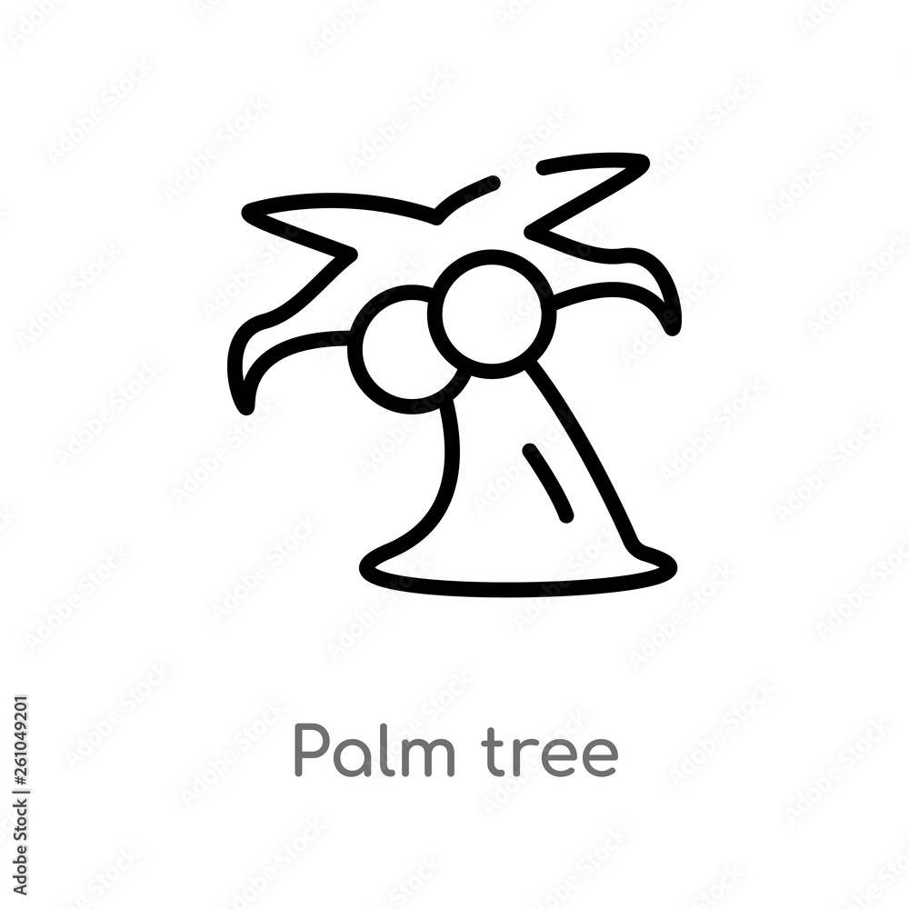 Poster outline palm tree vector icon. isolated black simple line element illustration from brazilia concept